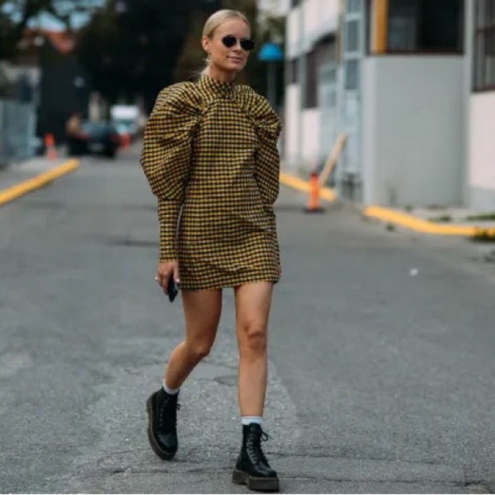 ROTATE BIRGER CHRISTENSEN
Gathered Checked Twill Mini Dress
